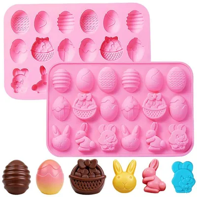 Produktbild von Silikon Backform Ostern, 2 Stück Pralinenform Osterhase, Schokoladenform, für Backen & Basteln