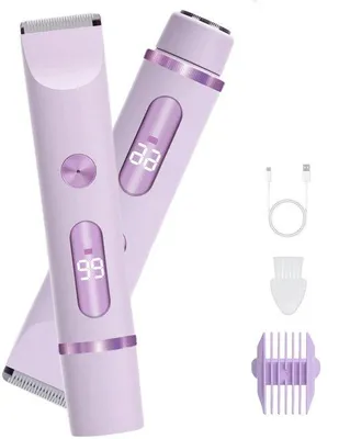 Image de Rasoir 2-en-1 pour femmes - Rasoir électrique - Tondeuse pour maillot - Étanche - Épilateur - - Tondeuse pour femmes - Avec écran numérique - Violet