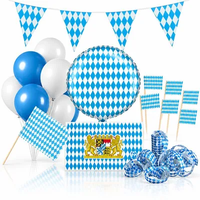 Produktbild von Party Deko Set 76 tlg. Partyset Partydeko blau weiß