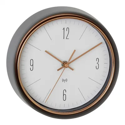 Zdjęcie produktu dla TFA Dostmann 60.3547.10 Zegar ścienny sterowany radiowo 22,3 cm x 7 cm szary, miedziany (60.3547.10)