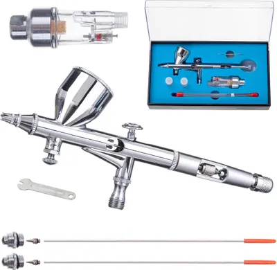 Immagine prodotto di Pistola ad aerografo con 3 ugelli e filtro aria a separazione d'acqua Technic HS-80KF (0,2, 0,3, 0,5 mm)