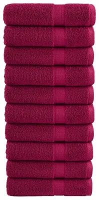 Image de vidaXL Serviettes de bain haut de gamme SOLUND, lot de 10, bordeaux, 100 x 150 cm, 600 g/m²