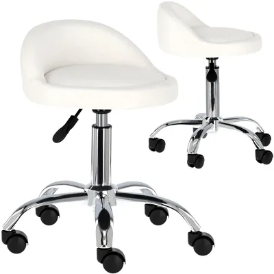 Immagine prodotto di Sgabello da parrucchiere con schienale bianco sedia girevole sgabello SPA mobile