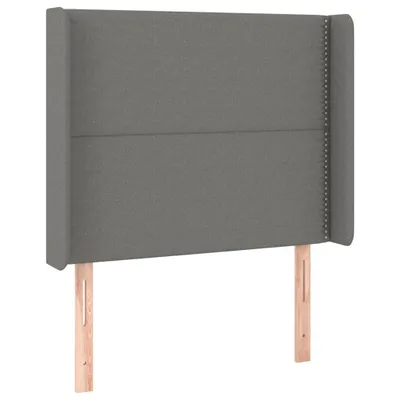 Image de vidaXL Tête de lit avec oreilles gris foncé 103x16x118/128 cm Tissu