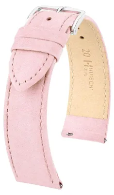 Productafbeelding van Hirsch Osiris Nubuk Roze Kalfsleren Dames Horlogeband 22 mm