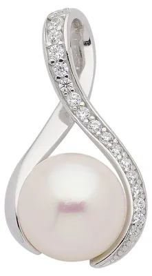 Produktbild von Anhänger mit Süßwasserzuchtperle Silber mit Zirkonia 925 Sterlingsilbe