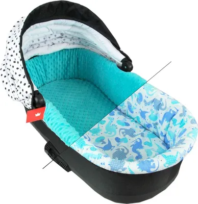 Produktbild von BABYLUX Nestchen für Kinderwagen BABYWANNE Matratze 2Tlg Set W1 - Minze + Dino