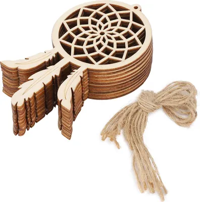 Image de Pendentifs en bois, 20p. Pendentif innovateur en bois pour les ornements de r?ve Art Crafts Unfinished Wooden Ornamente f��r Party Christmas
