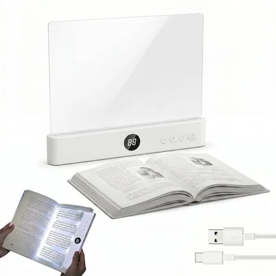 Produktbild von AHYDFSR Buchlampe, Leselampe Buch, Lese Buchlampe Leselicht mit 3 Farben, Dimmbare LED Buchlampe mit Timer USB-C, Smart LED Reading Book Light