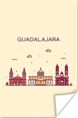 Produktbild von MuchoWow® Poster Mexiko - Skyline - Guadalajara 120x180 cm - Kunstposter