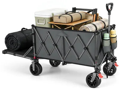 Productafbeelding van Vouwbare kruiwagen, 180 liter inhoud, draagvermogen 150 kg, met zijopening, met verstelbare hoogte