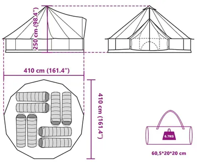 Image de vidaXL Tipi tente familiale 8 personnes bleu imperméable