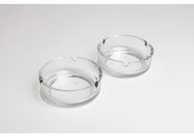 Produktbild von 24x Glas Aschenbecher 2er Klar Tisch Ascher Gastronomie Zigaretten Innen Außen