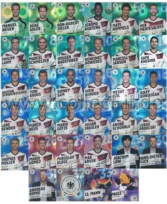 Produktbild von REW-WM14-000A - Komplettsatz REWE DFB Sammelkarten 1-34 - Alle Glitzerkarten
