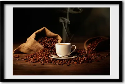 Produktbild von Bild 60x40 MDF-Rahmen, Wandkunst Kaffee in einer Tasse