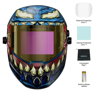 Image de Casque de soudage à assombrissement automatique, alimentation rechargeable, bleu foncé