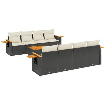 Produktbild von vidaXL 9-tlg. Garten-Sofagarnitur mit Kissen Schwarz Poly Rattan