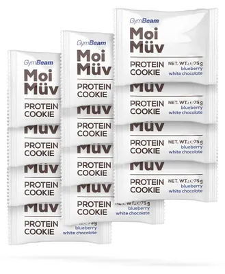 Produktbild von GymBeam - MoiMüv Protein Cookie, 12 x 75 g, Heidelbeere und weiße Schokolade