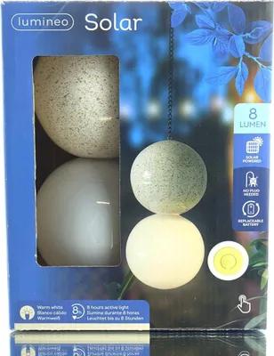 Produktbild von Lumineo LED Solar Hängelampe Weiß Ø Kugel 10 cm 3 LED - warmweiß