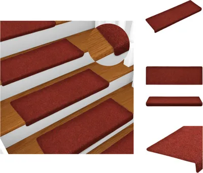 Produktbild von vidaXL Treppenmatten 15 Stk. Nadelvlies 65x21x4 cm Rot - Stufenteppiche
