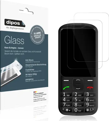 Produktbild von 2x Schutzfolie für Simvalley Mobile Seniorenhandy - Anti-Shock 9H Folie dipos Glass Kunststoffglas