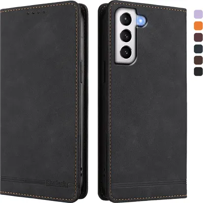 Image de Etui pour Samsung Galaxy S21+ 5G, étui rétro en cuirPolyuréthaneavec support et fentes pour cartes de crédit Noir