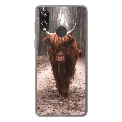 Produktbild von MuchoWow® Handyhülle Schutzhülle Hülle für Huawei P20 Lite (2020) Schottischer Hochländer - Wald - Kuh - Tiere - Natur Silikon Softcase Handy Hülle - Kartenhalter