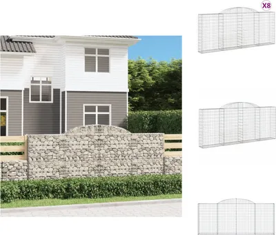 Produktbild von vidaXL Gabionen mit Hochbogen 8 Stk. 300x30x120/140cm Verzinktes Eisen -  Blumentöpfe & Pflanzgefäße