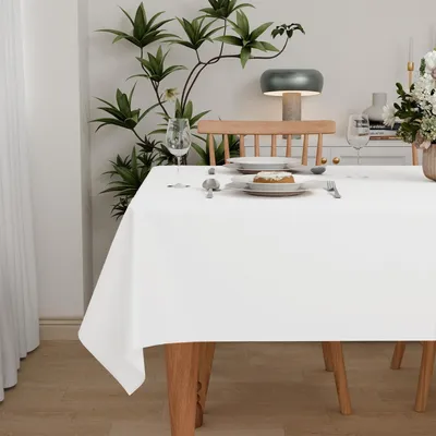 Obrázek produktu pro Polyesterová ubrus, rozměry 150 x 220 cm, omyvatelná, odolná povětrnostním vlivům, bílá, obdélníková
