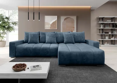 Produktbild von FurMeb24 ECKSOFA NAVO mit Schlaffunktion und bettkasten 278 x 178 cm BLAU - rechte Seite