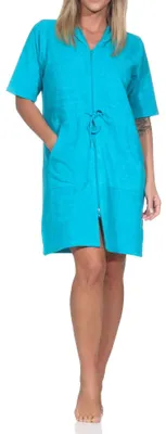 Produktbild von Normann Damen Frottee kurzarm Strandkleid – ideal auch als Beachwear oder Homewear ; hellblau , 48