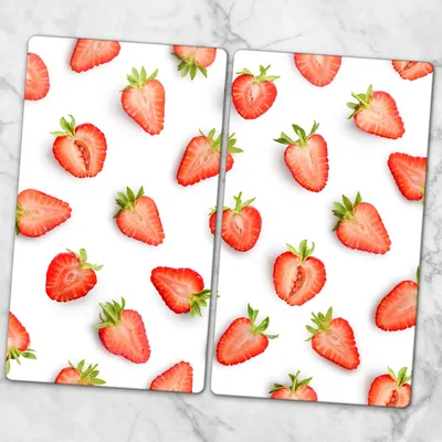 Produktbild von Glas-Herdabdeckplatten Glaskeramikkochfeld-Abdeckung Spritzschutz Glas 2x30x52 cm - Erdbeerfrucht