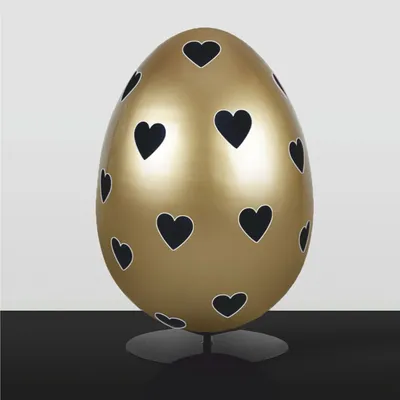 Produktbild von Casa Padrino XXL Deko Osterei mit Ständer Gold / Schwarz H. 75 cm - Oster Dekoaration