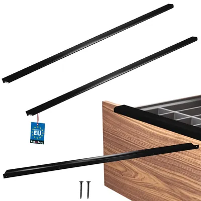 Image de KOTARBAU® Lot de 2 poignées de meuble pour armoires, 800 mm, noir mat (ZnAl), poignées à visser par l'arrière, poignées de chant, poignées de tiroir, cuisine moderne