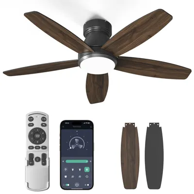 Deckenventilator mit Licht, 107 cm, 5 Flügel, Fernbedienung, 6 Stufen, DC-Motor