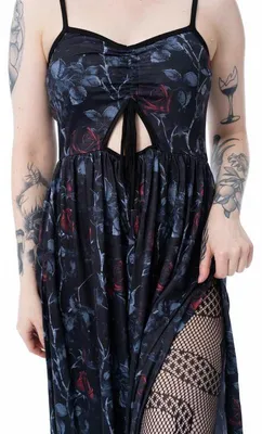 Produktbild von Vixxsin Langes Kleid Damen Graveyard Bloom Dress schwarz XS