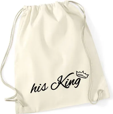 Produktbild von Huuraa Turnbeutel his King Krone 12 Liter Natural Baumwolle Rucksack Geschenkidee