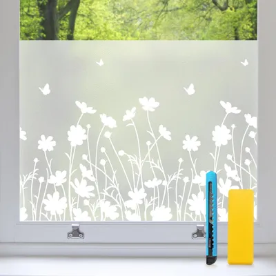 Productafbeelding van Zindoo Matte decoratieve raamfolie, zonneblokkering, uv-blokkerend, ondoorzichtig, badkamerraamfolie, privacy-raamfolie, privacy-raamfolie, glazuurfolie, zelfklevend, zonder lijm, voor thuis, keuken