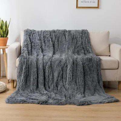 Zdjęcie produktu dla Koc/Narzuta Włochacz 160X200 Stalowy Dwustronny