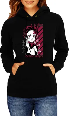 Zdjęcie produktu dla Damska Bluza Z Kapturem Demon Anime Slayer Tanjiro Kamado 009, Lady S / Czarny