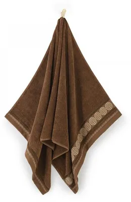 Zdjęcie produktu dla Ręcznik, ręcznik z egipskiej bawełny, wysoka jakość, geometryczny wzór, Rondo 70x140, brązowy