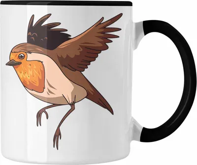 Produktbild von Trendation - Rotkehlchen Vogel Tasse Geschenk Grafik Geschenkdiee für Rotkehlchen-Liebhaber (Schwarz)