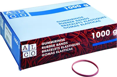 Produktbild von Gummibänder, Rot, 130 x 10 mm, Schachtel à 1,0 kg