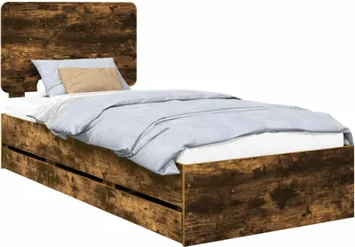 Zdjęcie produktu dla vidaXL Rama łóżka z dębu wędzonego 90 x 200 cm Drewno inżynieryjne