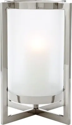 Produktbild von Casa Padrino Luxus Windlicht / Kerzenleuchter Nickel Finish 36 x H. 46 cm - Luxus Accessoires