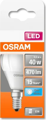 Produktbild von Osram E14 5.5W 4000K LED-Tropfen, Sockel E14, 5,5 Watt, Neutralweiß, 4000 K,