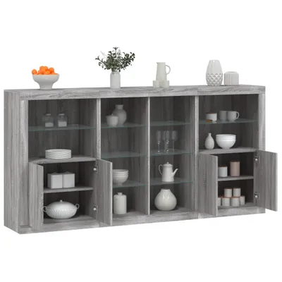 Produktbild von vidaXL Sideboard mit LED-Leuchten Grau Sonoma 202x37x100 cm