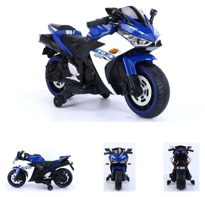 Produktbild von ES-Toys Kinder Elektromotorrad 888 Musikfunktion, Stützräder, LED-Scheinwerfer blau