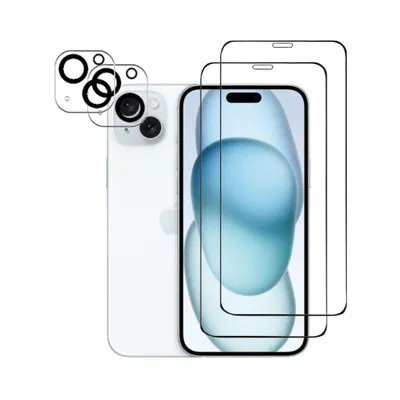 Obrázok produktu pre Ochrana obrazovky fotoaparátu ochranné sklo pre iPhone 15 2-pack pancierová fólia na obrazovku fotoaparátu sklenená fólia