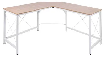 Obrázok produktu pre Rohový písací stôl tvaru "L" pre kanceláriu a hranie hier | Farba: prírodná + biela | Rozmery: 150x150x76 cm